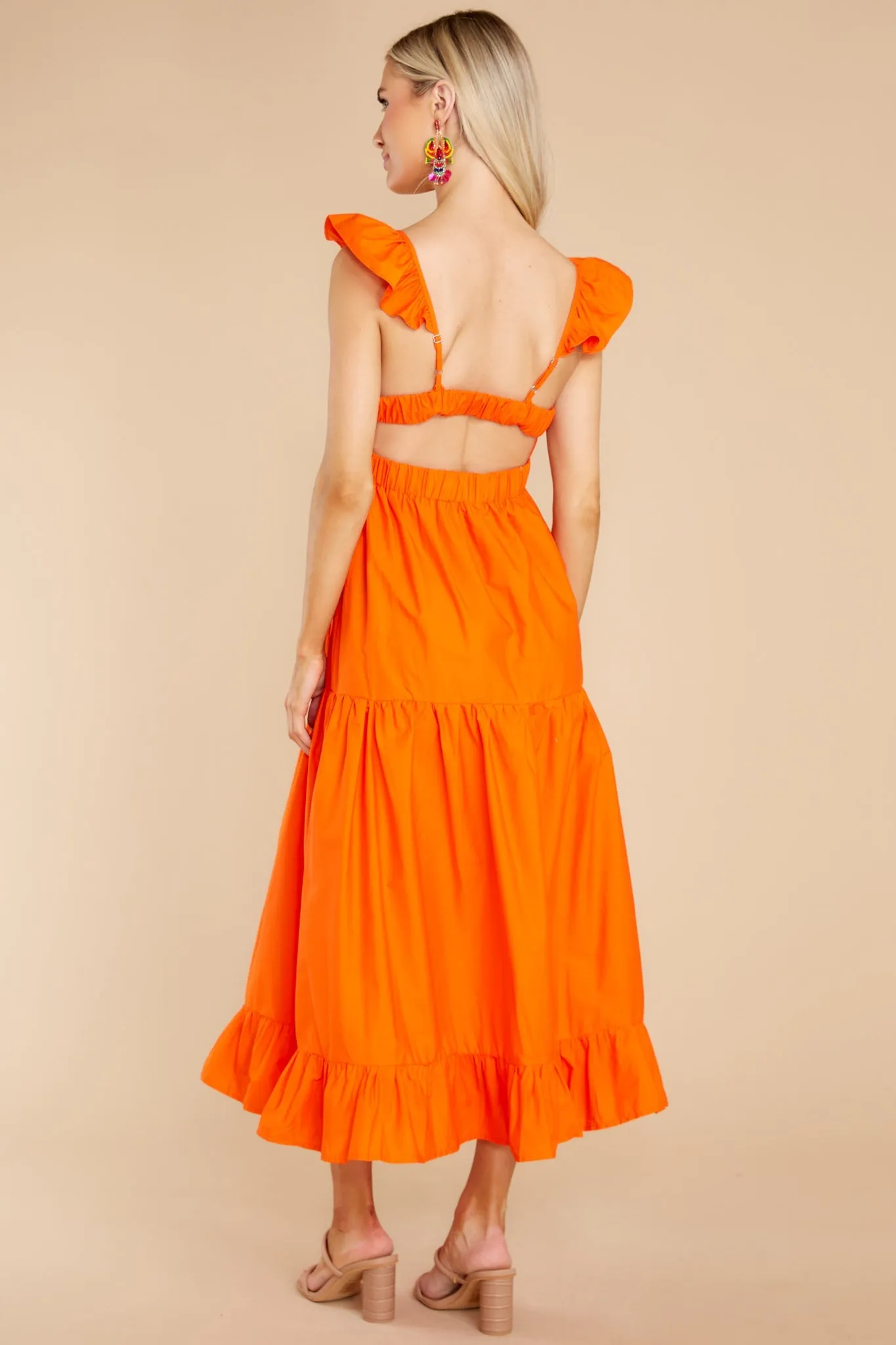 Dressed For Success Orange Midi Dress