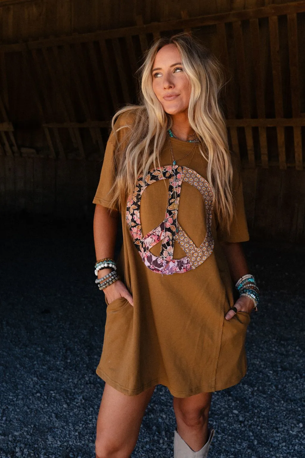 Ebbie Peace Sign Tunic - Bronze