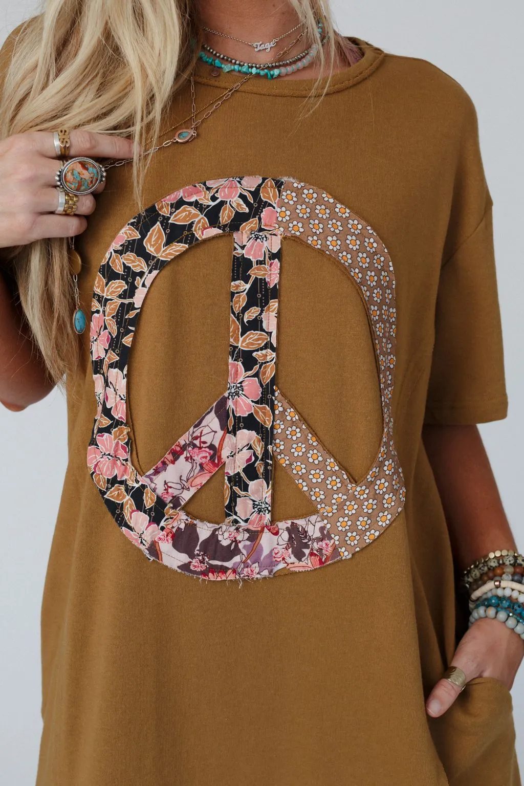 Ebbie Peace Sign Tunic - Bronze