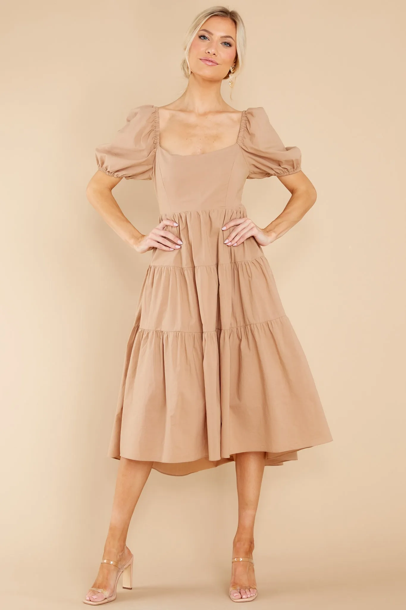 Essential Beauty Taupe Midi Dress