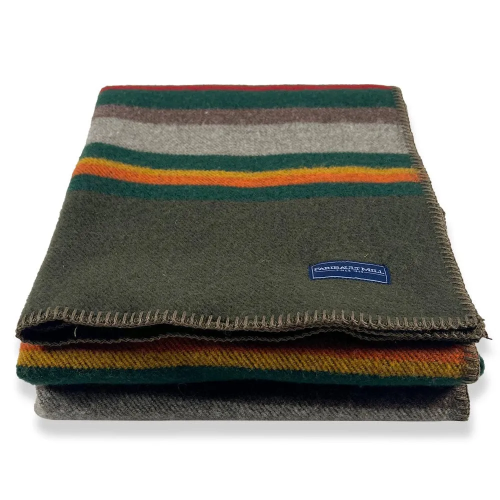 Factory Second Olive Drab Santa Fe Wool Throw Blanket