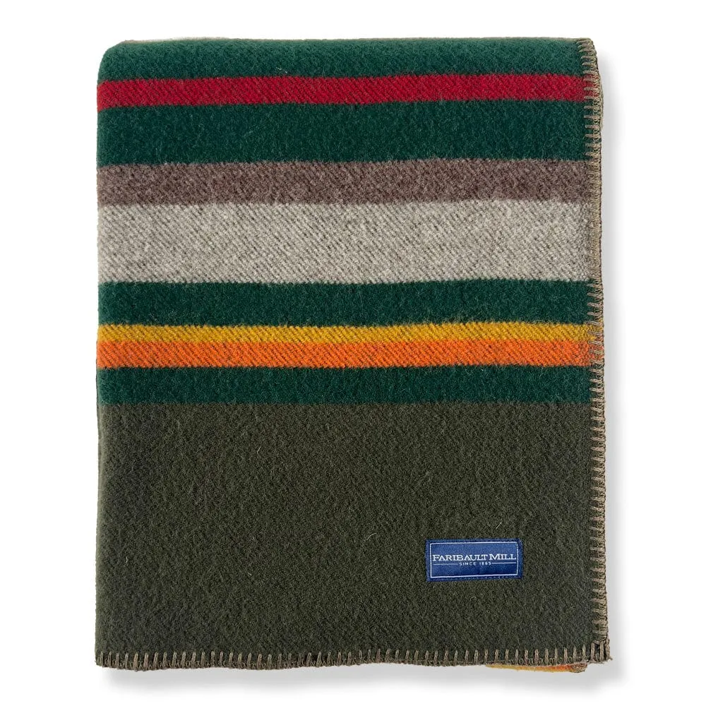 Factory Second Olive Drab Santa Fe Wool Throw Blanket