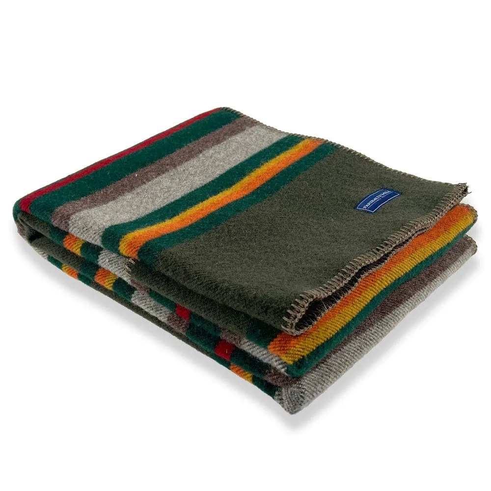 Factory Second Olive Drab Santa Fe Wool Throw Blanket