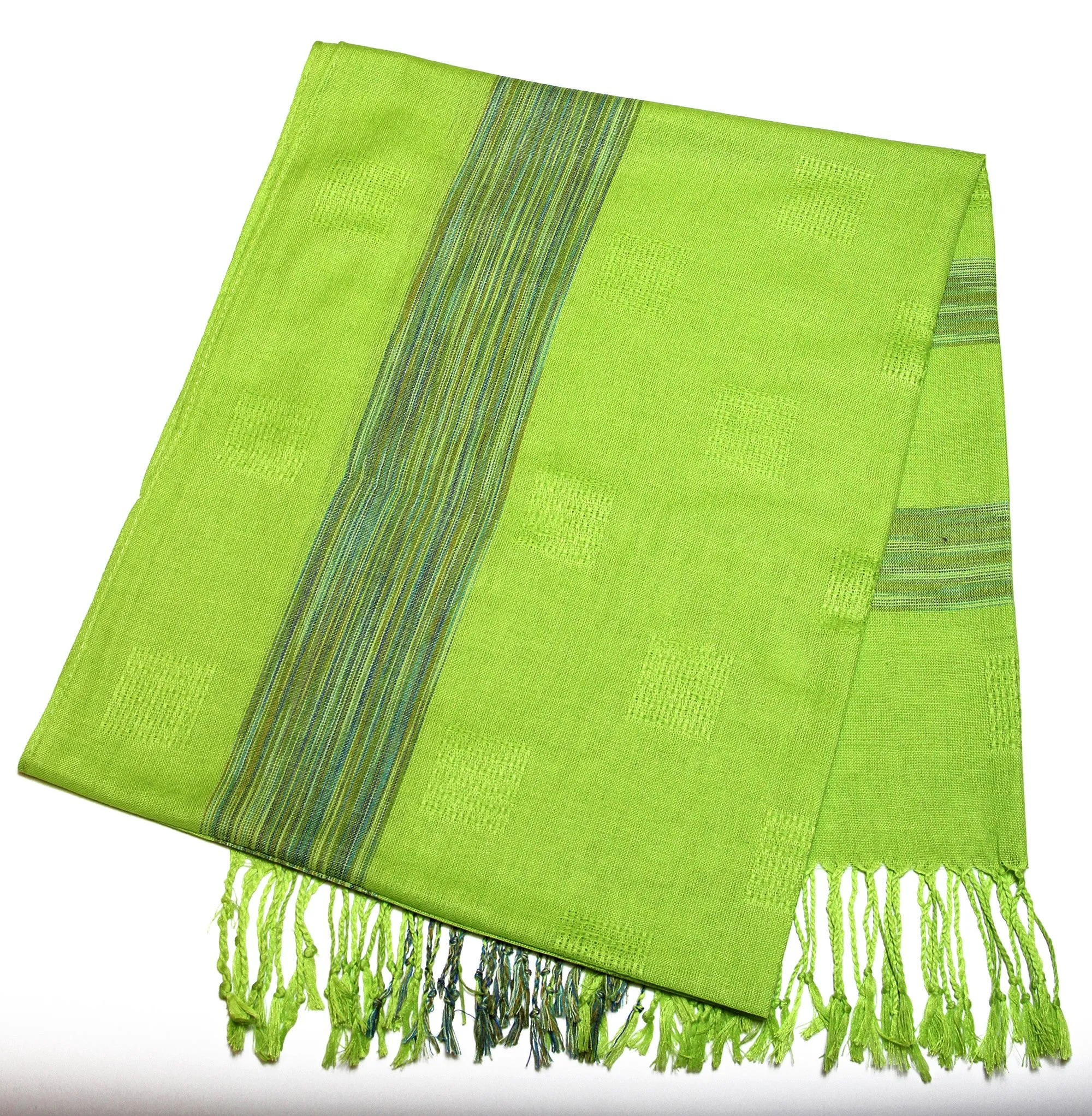 Fair Trade Hand Made Nepal Pashmina Scarf Shawl Plaid Green