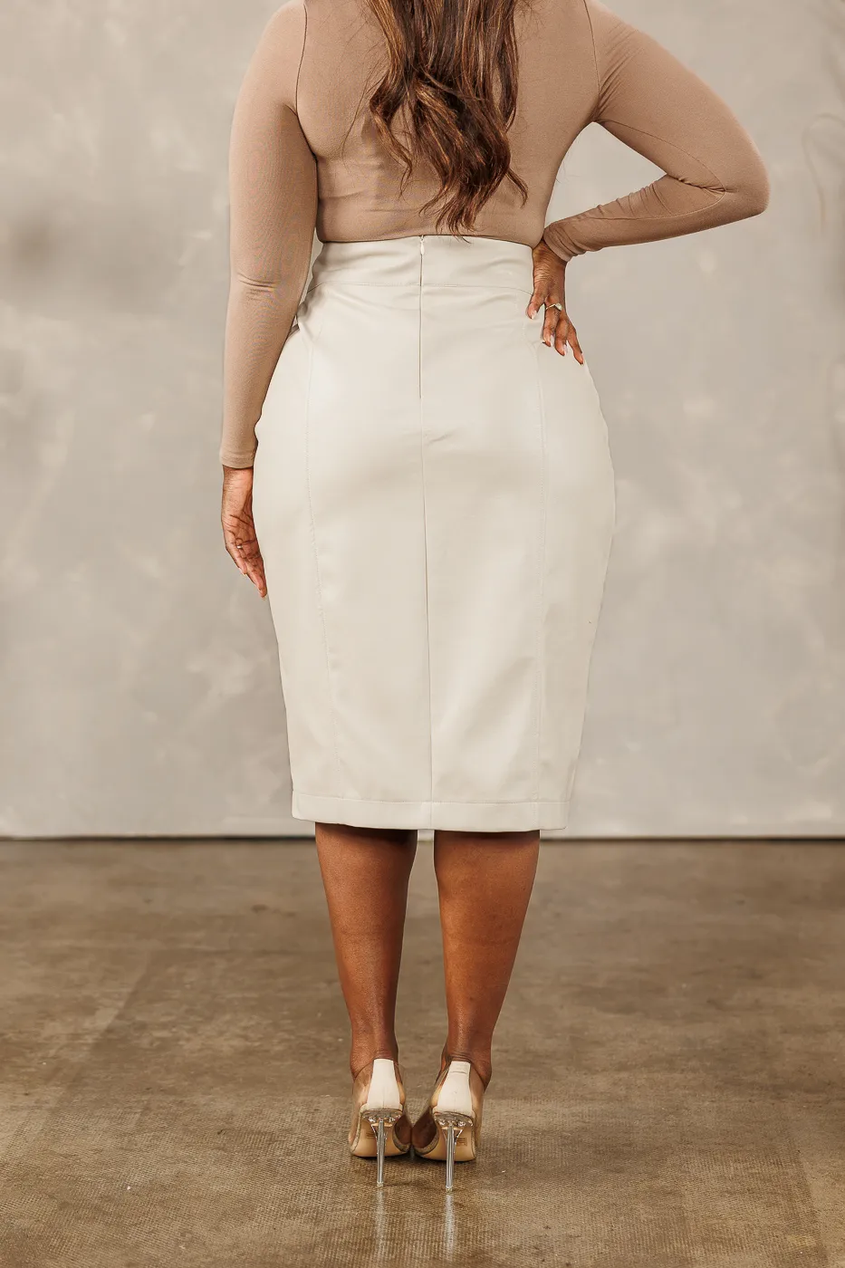 FINAL SALE - Tanja Buttoned Pencil Skirt - Chalk