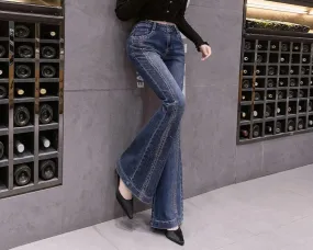 Flared Jeans Women Full Length High Waisted Jeans