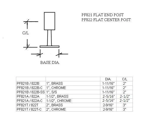 Flat Center Post For 1-1/2" Tubing