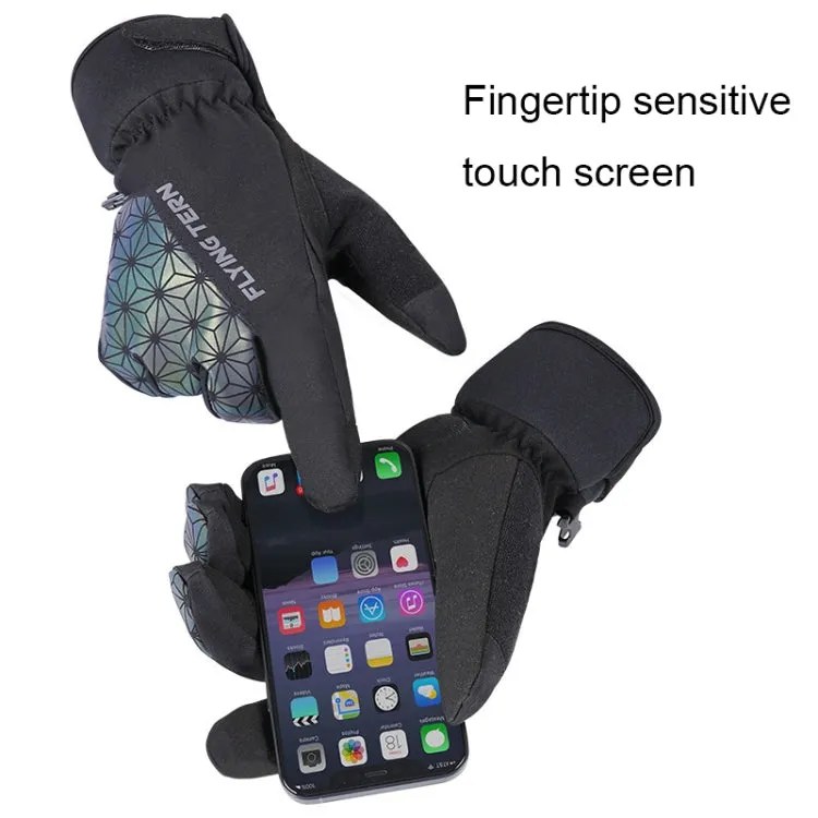 FLYING TERN 315 Thicken Cycling Windproof Warm Touch Screen Gloves, Size: L(Fluorescent Green)