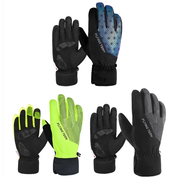 FLYING TERN 315 Thicken Cycling Windproof Warm Touch Screen Gloves, Size: L(Fluorescent Green)