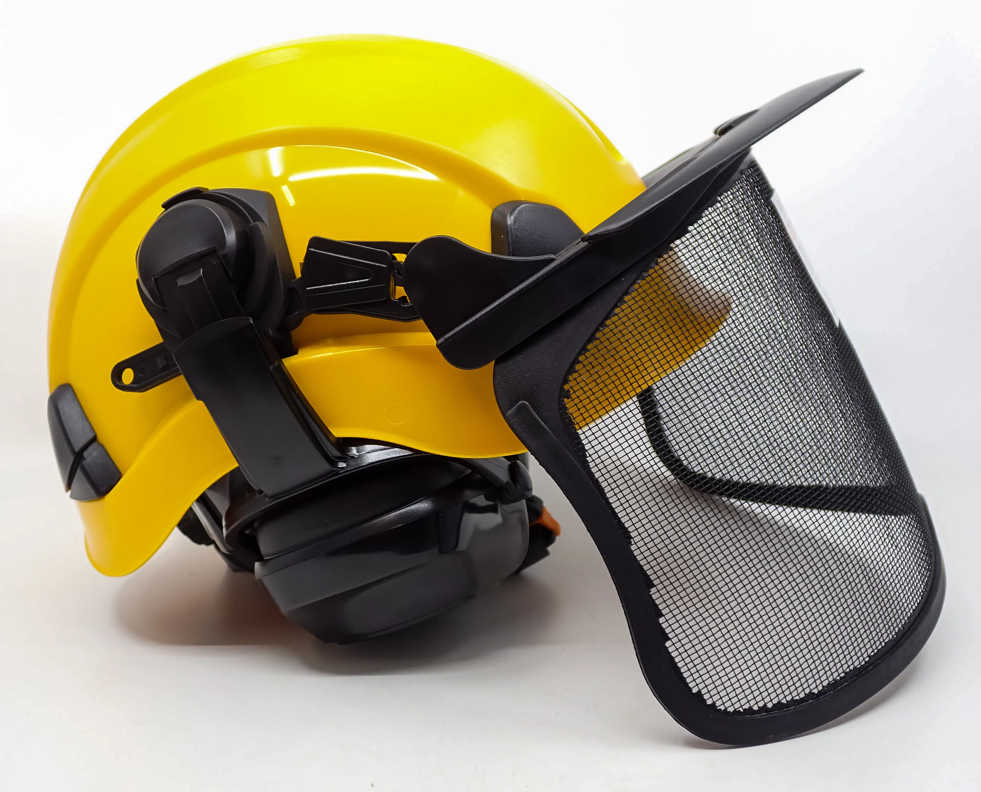 FORESTER ARBORIST HELMET SYSTEM WITH HEARING AND FACE PROTECTION YELLOW