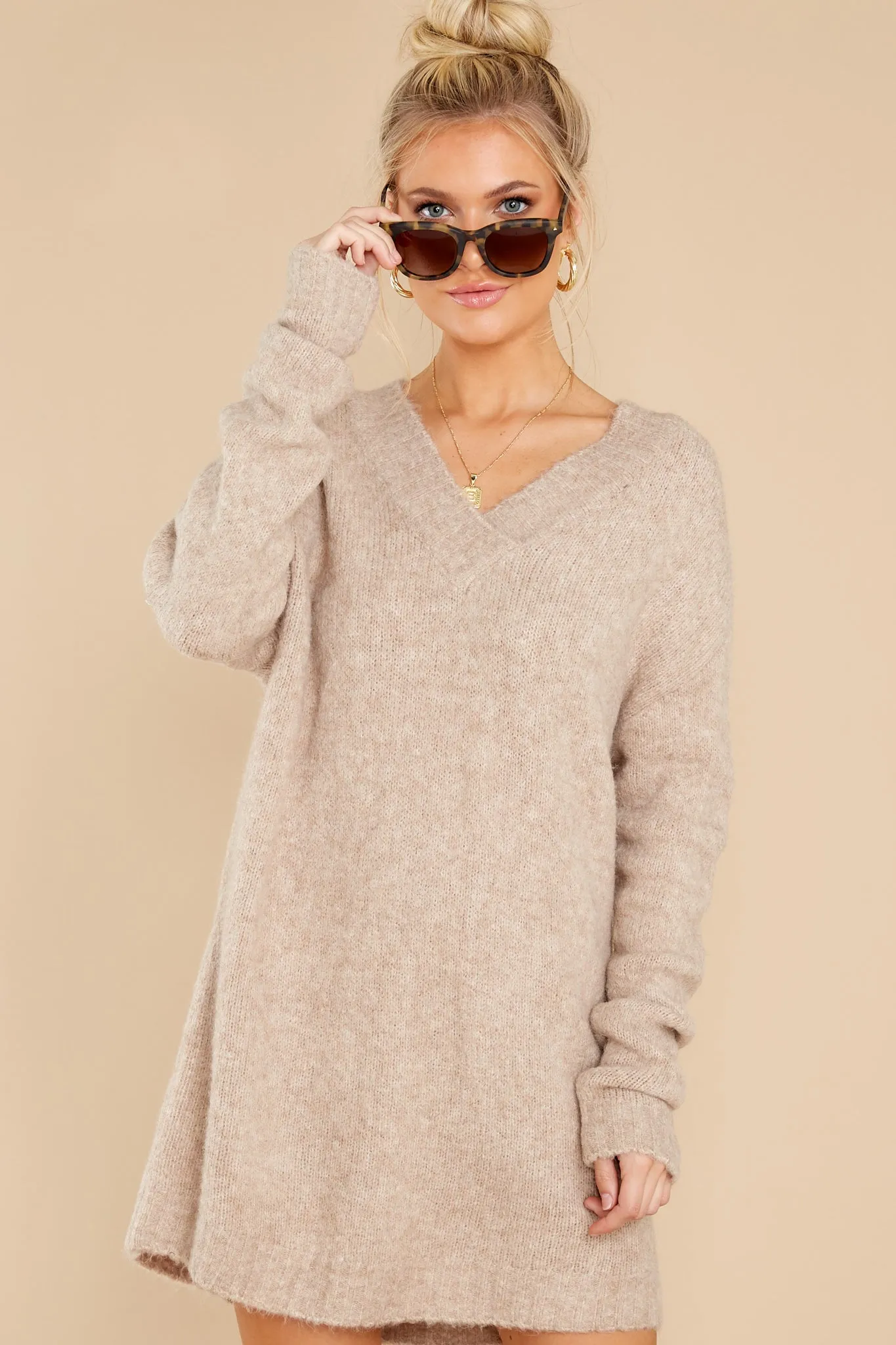 Forever In Love Oatmeal Tunic Sweater