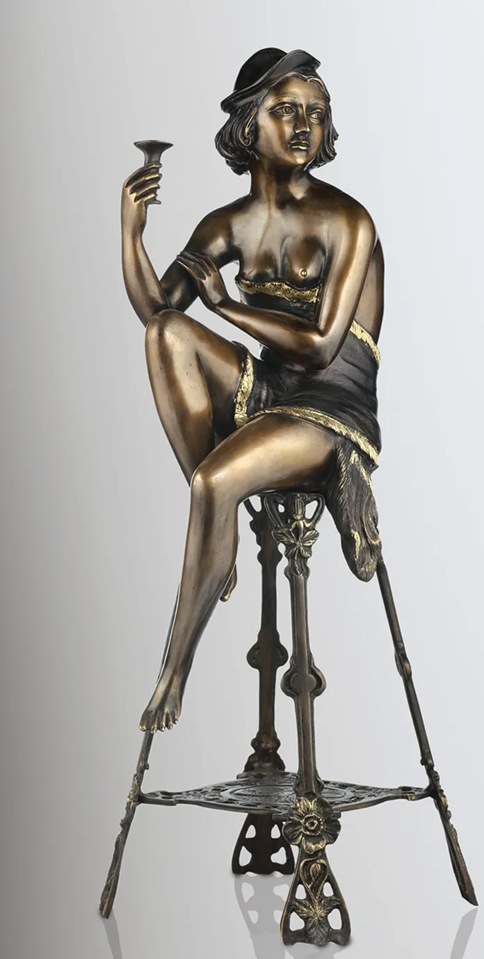 French Lady Sitting Bronze Statue