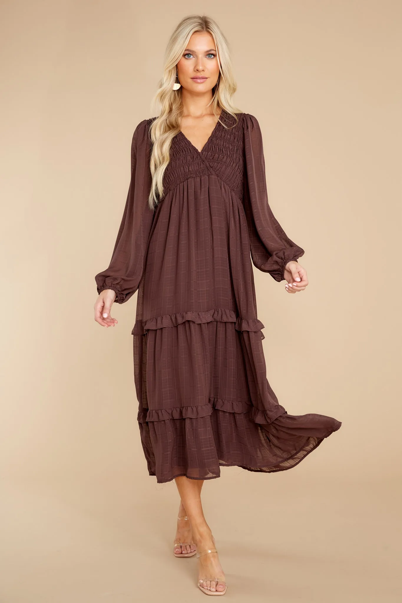 Genuine Beauty Brown Multi Midi Dress