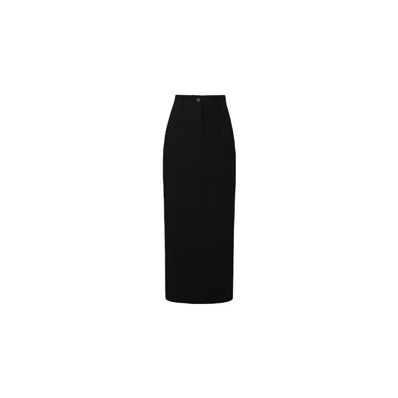 Getadme Elegant Women Long Black Suits Skirts For Female Pockets OL Casual High Waist Pencil Midi Skirt With Belt  Summer