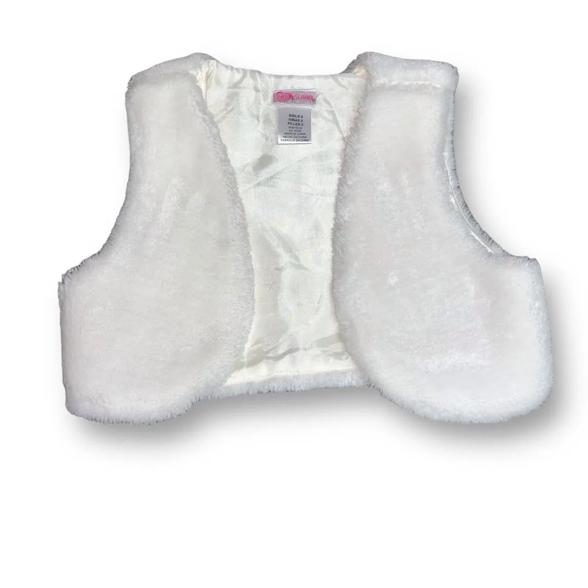 Girls Youngland Size 6 White Faux Fur Vest