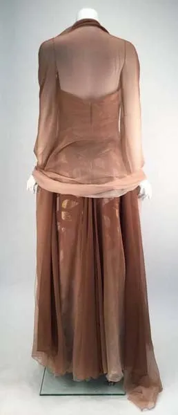 Gorgeous 1980s Bob Mackie Ombre Taupe Silk Crepe Gown