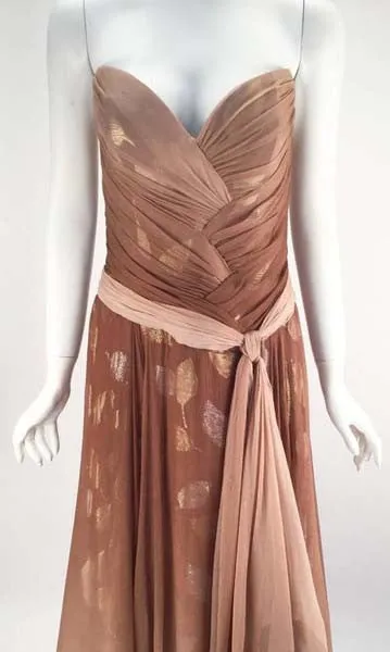 Gorgeous 1980s Bob Mackie Ombre Taupe Silk Crepe Gown