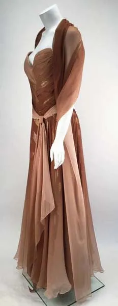 Gorgeous 1980s Bob Mackie Ombre Taupe Silk Crepe Gown