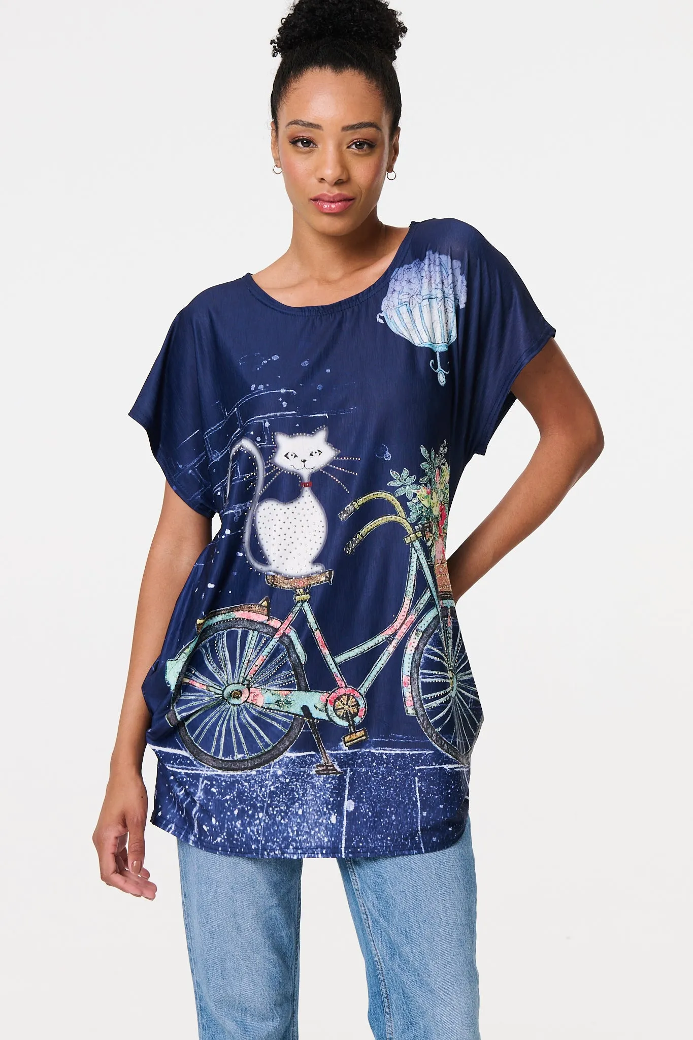 Graphic Print Relaxed Short Sleeve Tunic