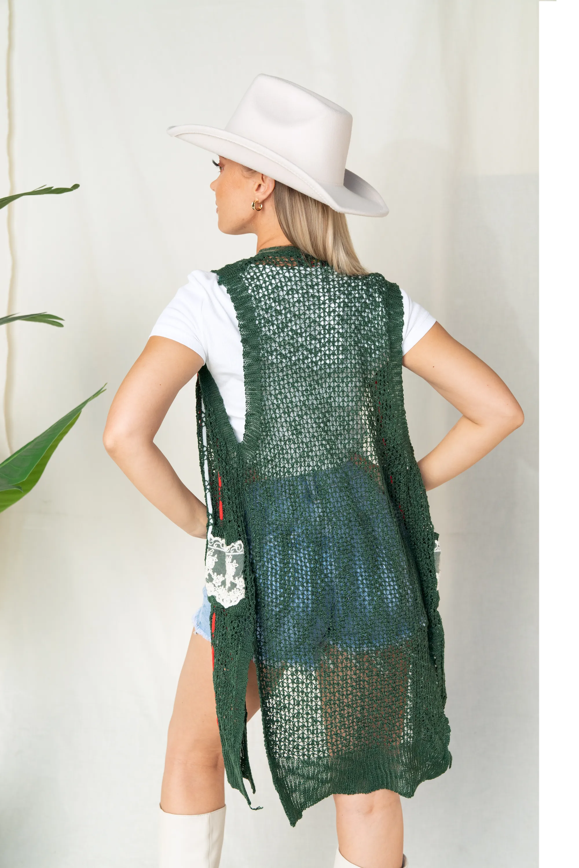 Green Boho Knitted Vest