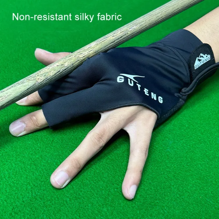 GUTENG Three Finger Thin Breathable Wear-Resistant Non-Slip Snooker Billiard Gloves, Style: Left Hand Half Finger (Printed Black)