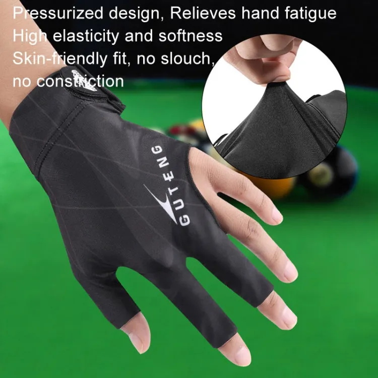 GUTENG Three Finger Thin Breathable Wear-Resistant Non-Slip Snooker Billiard Gloves, Style: Left Hand Half Finger (Printed Black)