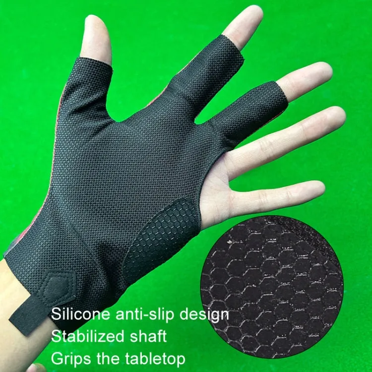 GUTENG Three Finger Thin Breathable Wear-Resistant Non-Slip Snooker Billiard Gloves, Style: Left Hand Half Finger (Printed Black)