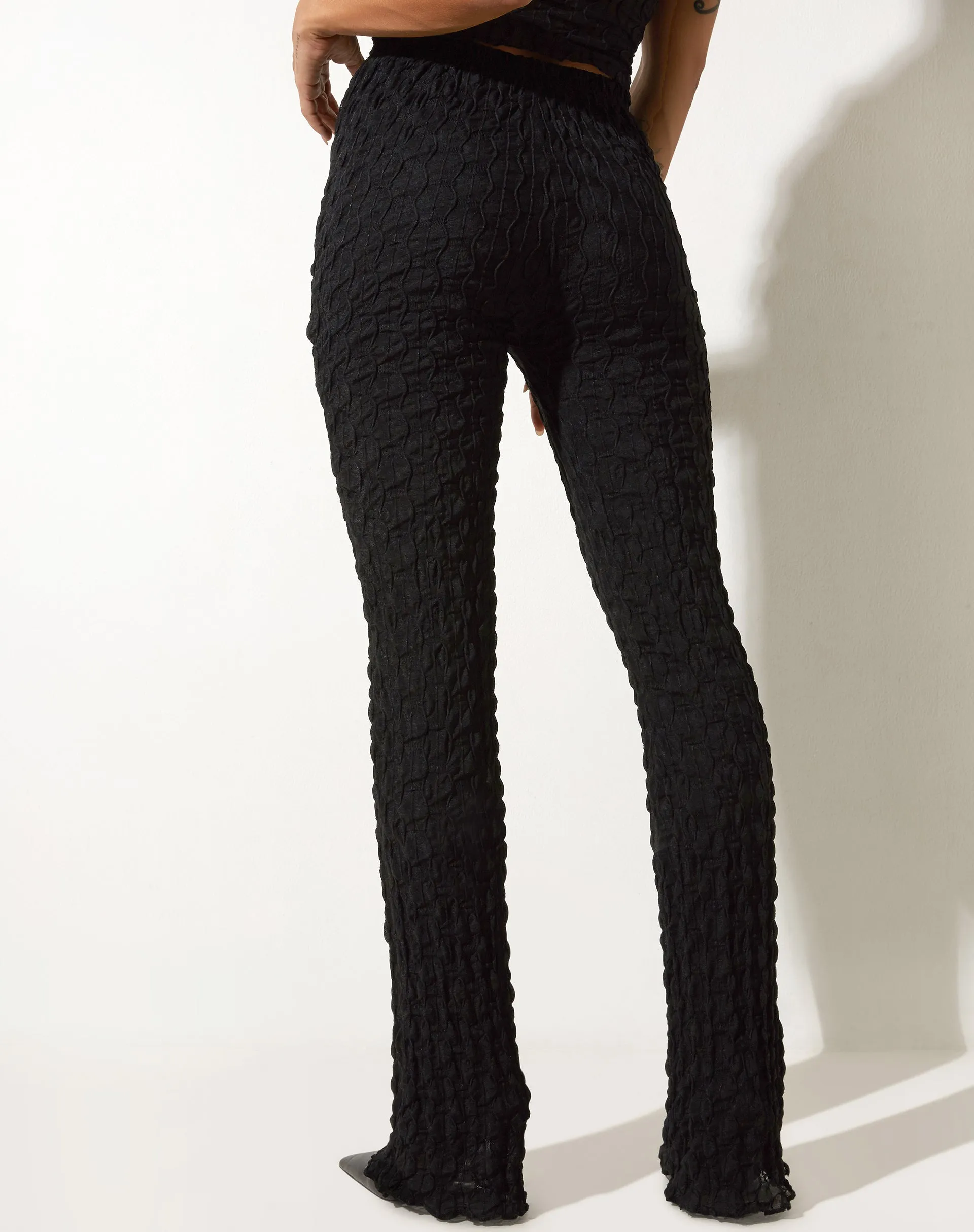 Herly Flare Trouser in Stripe Mesh Black