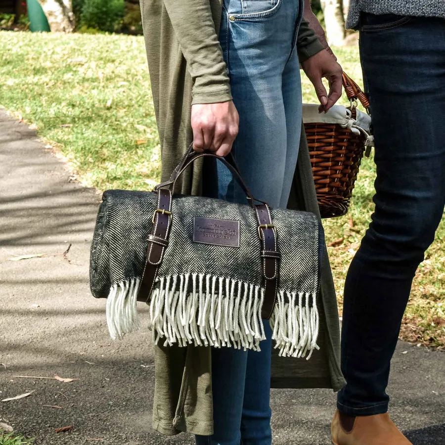 Herringbone Picnic Blanket, Waterproof Backing