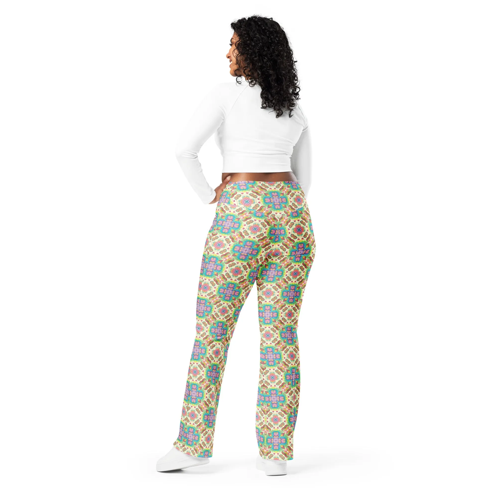 High-Rise Flared Leggings Retro Cookie