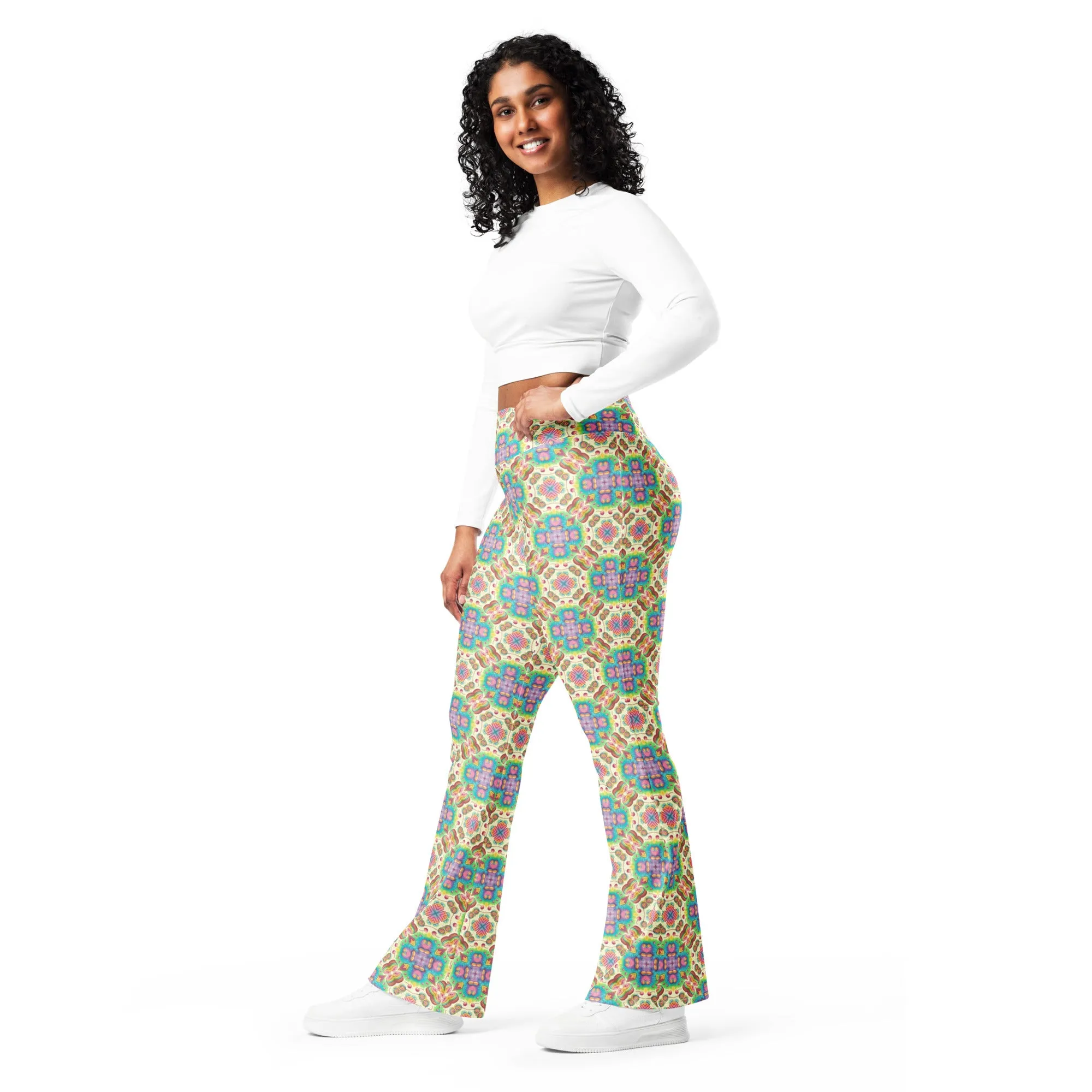 High-Rise Flared Leggings Retro Cookie