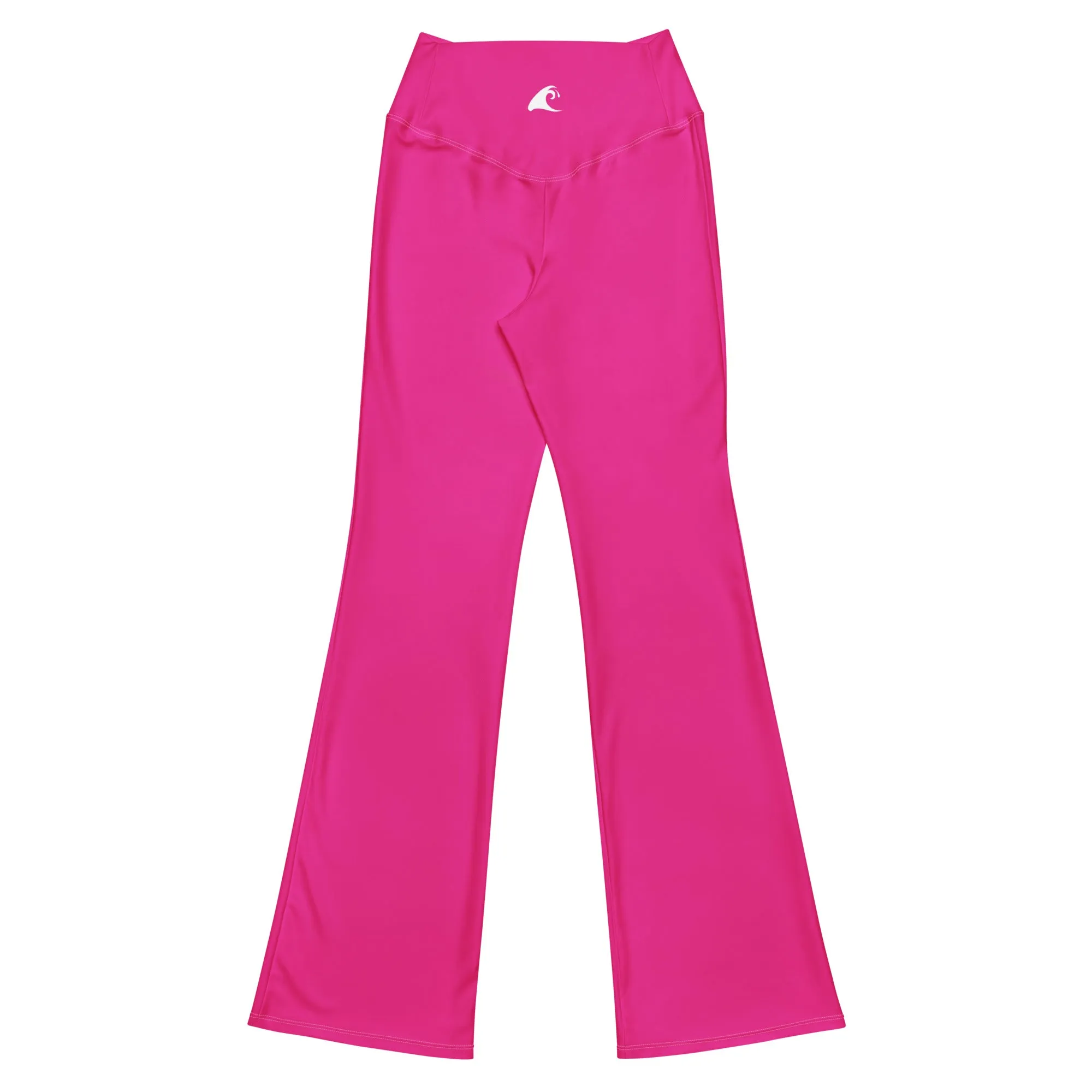 Hot Pink High Waist Flare Leggings with Extremely Stoked Epic Wave Logo