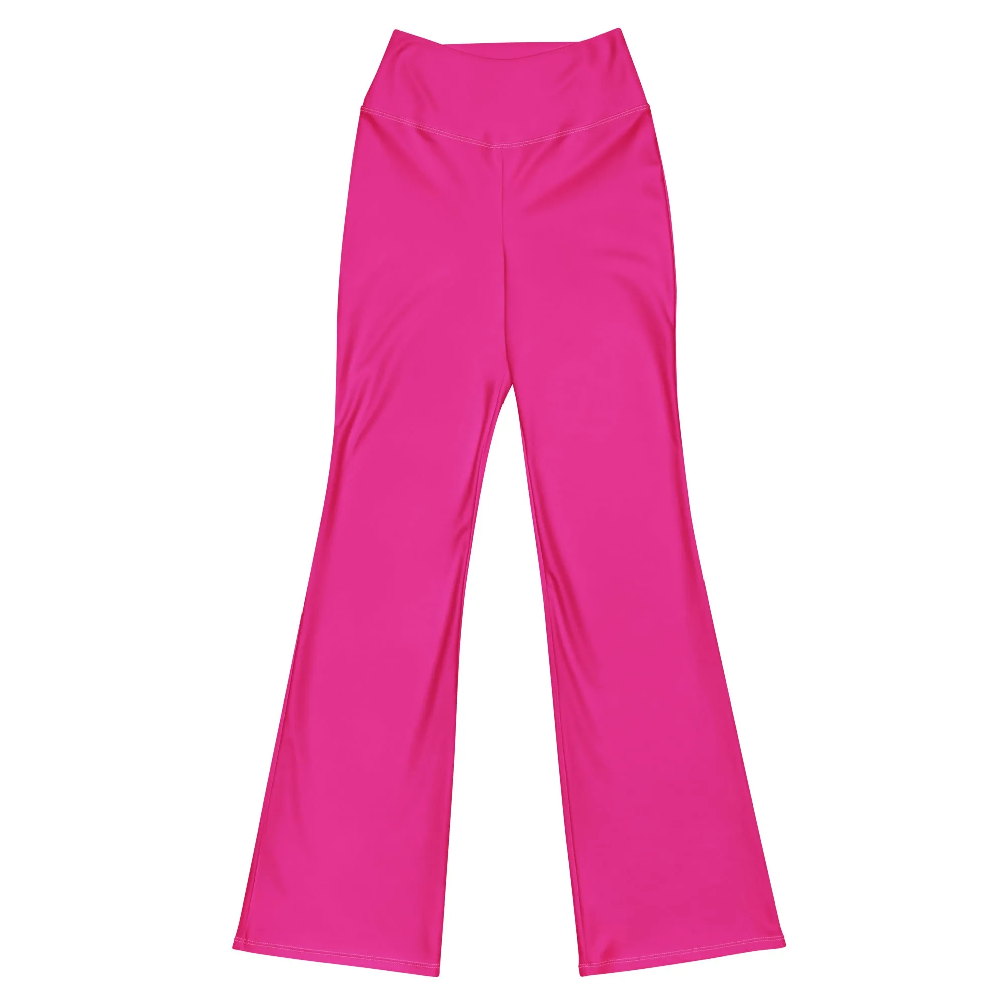 Hot Pink High Waist Flare Leggings with Extremely Stoked Epic Wave Logo