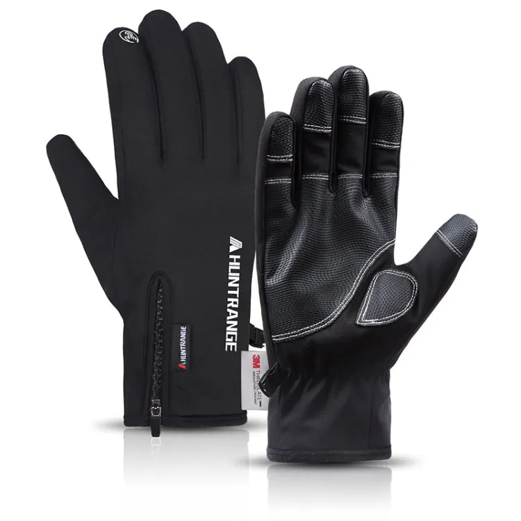 HUNTRANGE A023 Outdoor Waterproof Sports Riding Velvet Touch Screen Gloves, Size: XL(Black)