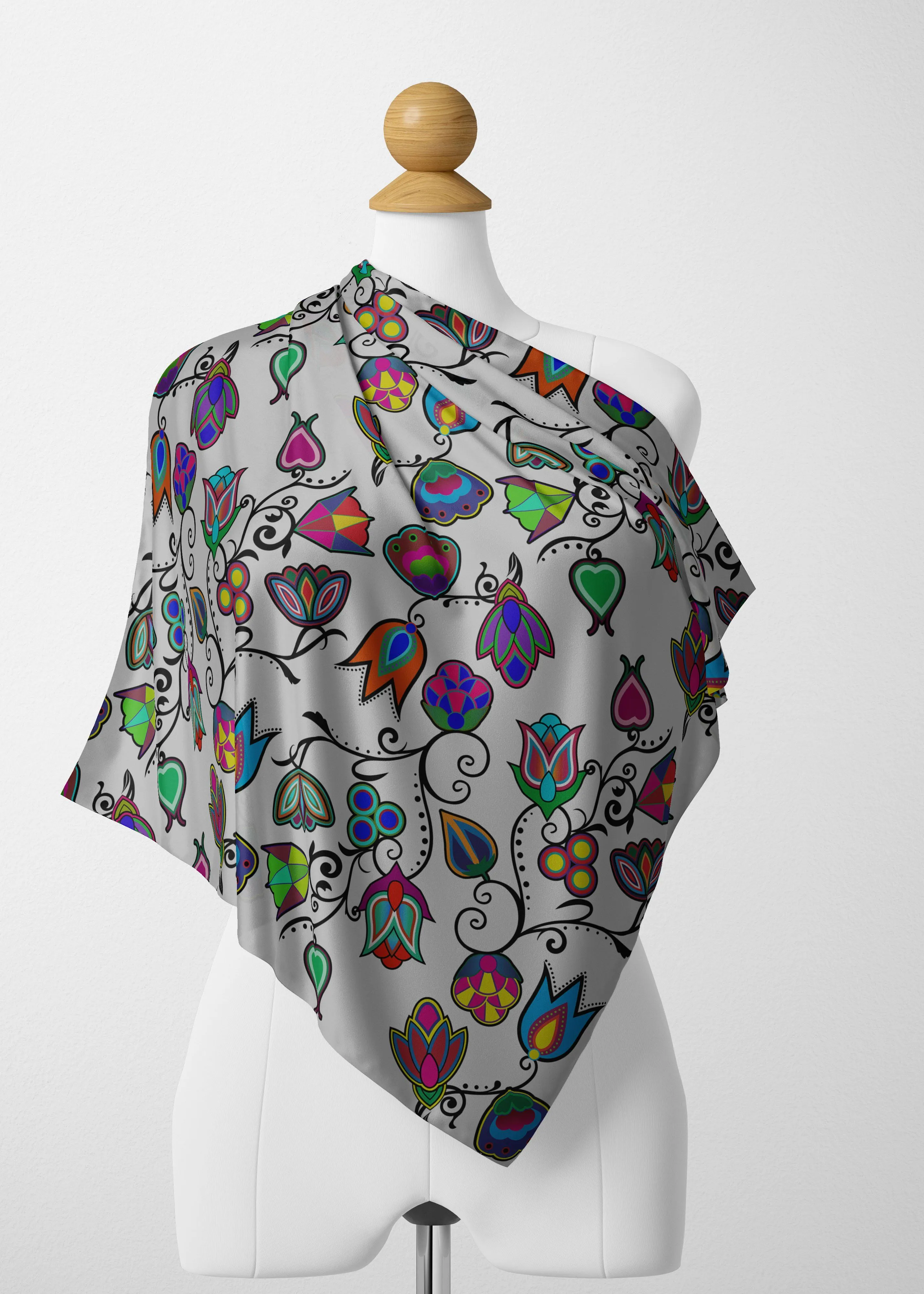 Indigenous Paisley White Satin Shawl