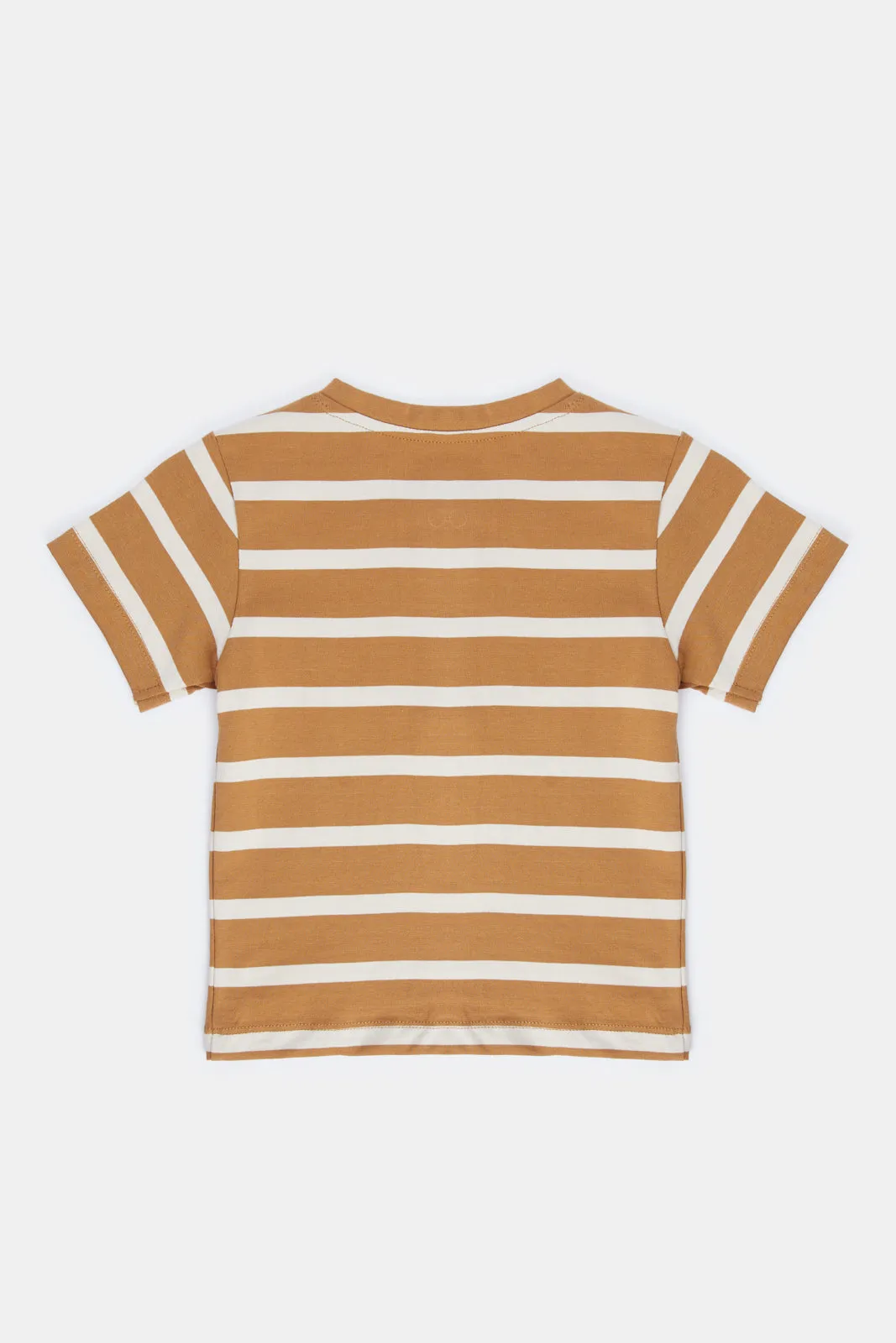 Infant Beige Striped Henley T-Shirt