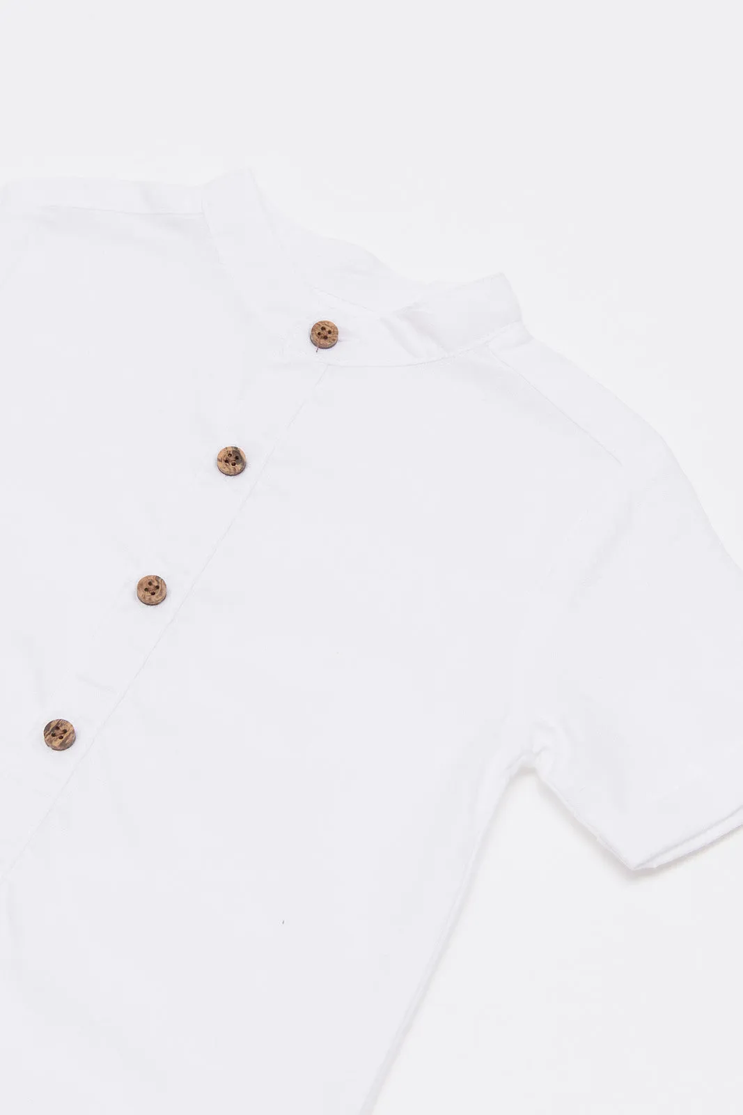 Infant Boys White Henley Shirt