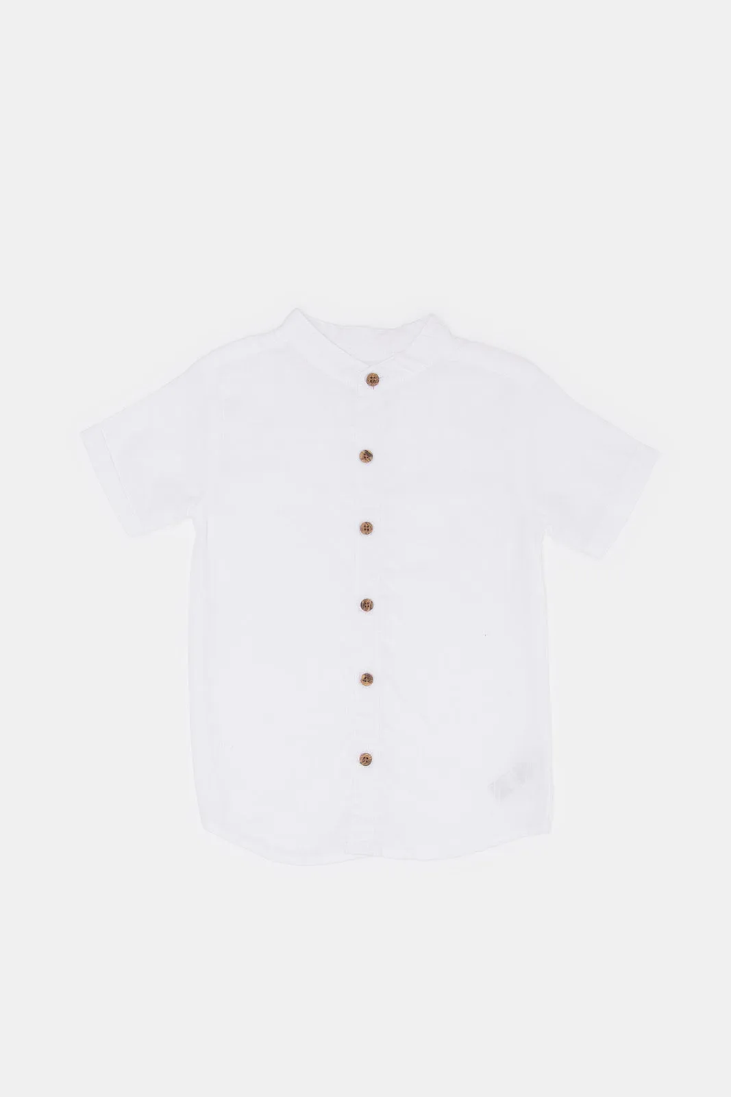 Infant Boys White Henley Shirt