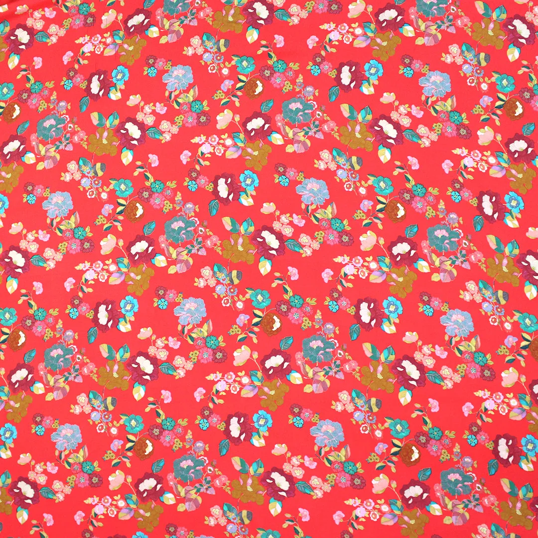 Italian 'vibrant floral' viscose crepe woven