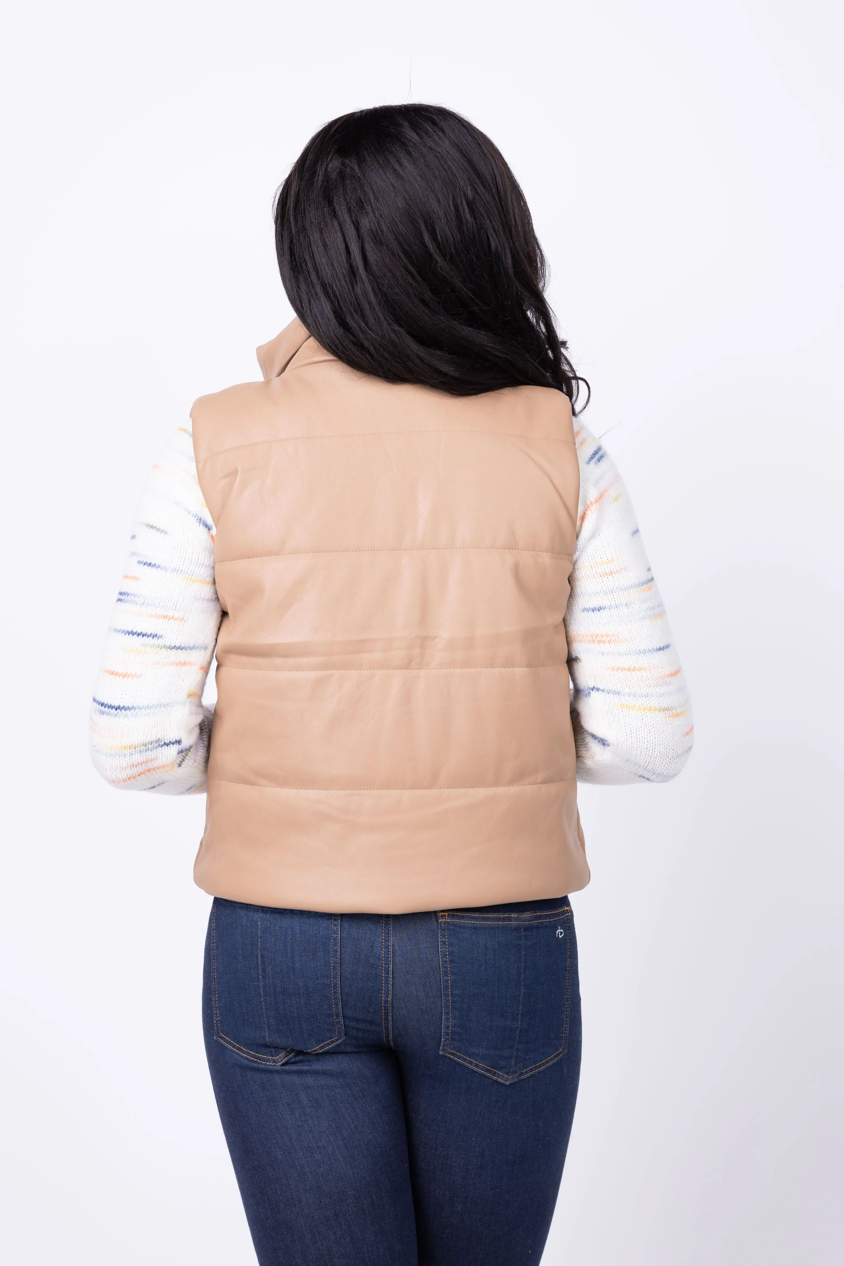 J. Society Leather Vest in Camel