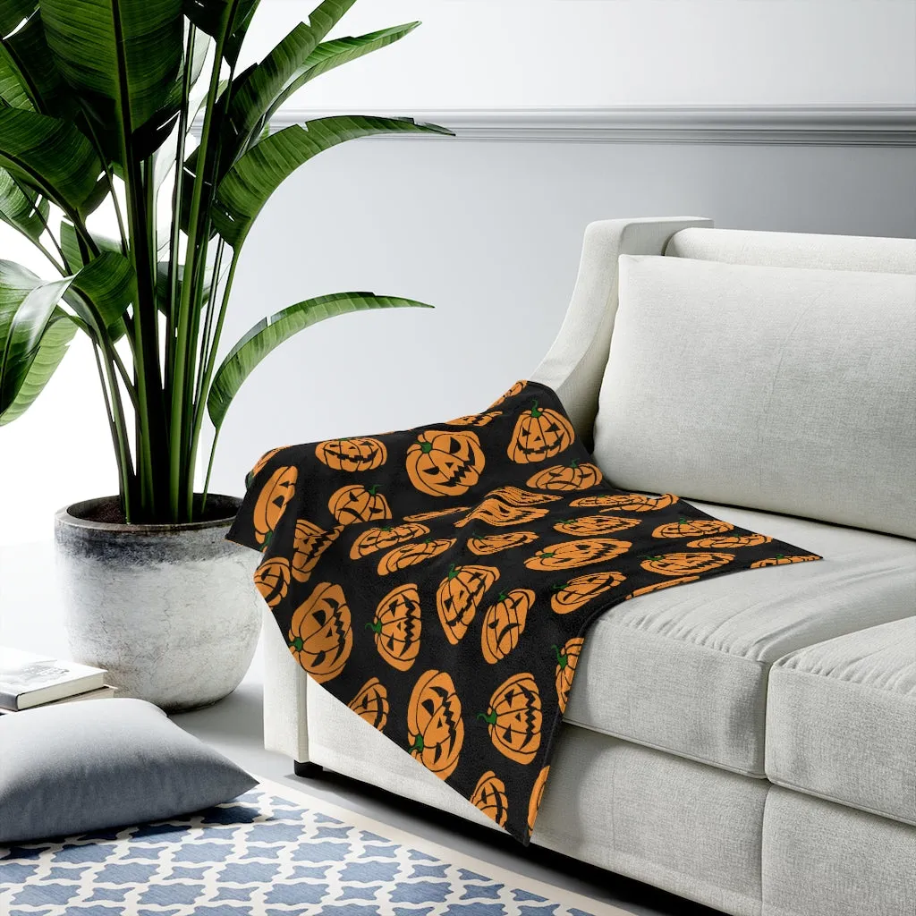 Jack-o-Lantern Velveteen Plush Blanket