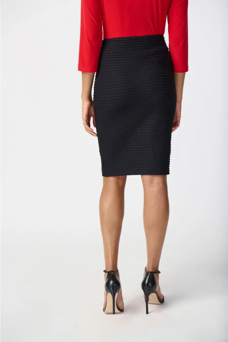 Joseph Ribkoff Black Textured Jacquard Knit Stretch Pull On Pencil Skirt 241062