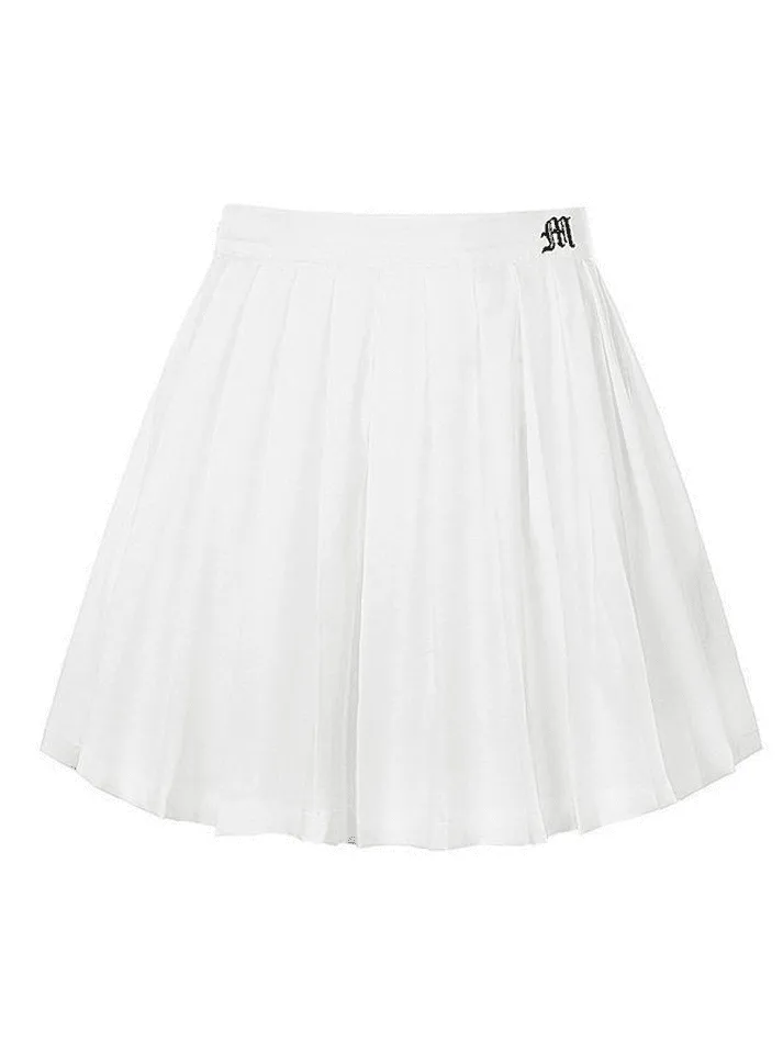 Joskaa Lined Detail Embroidery Pleated Mini Skirt