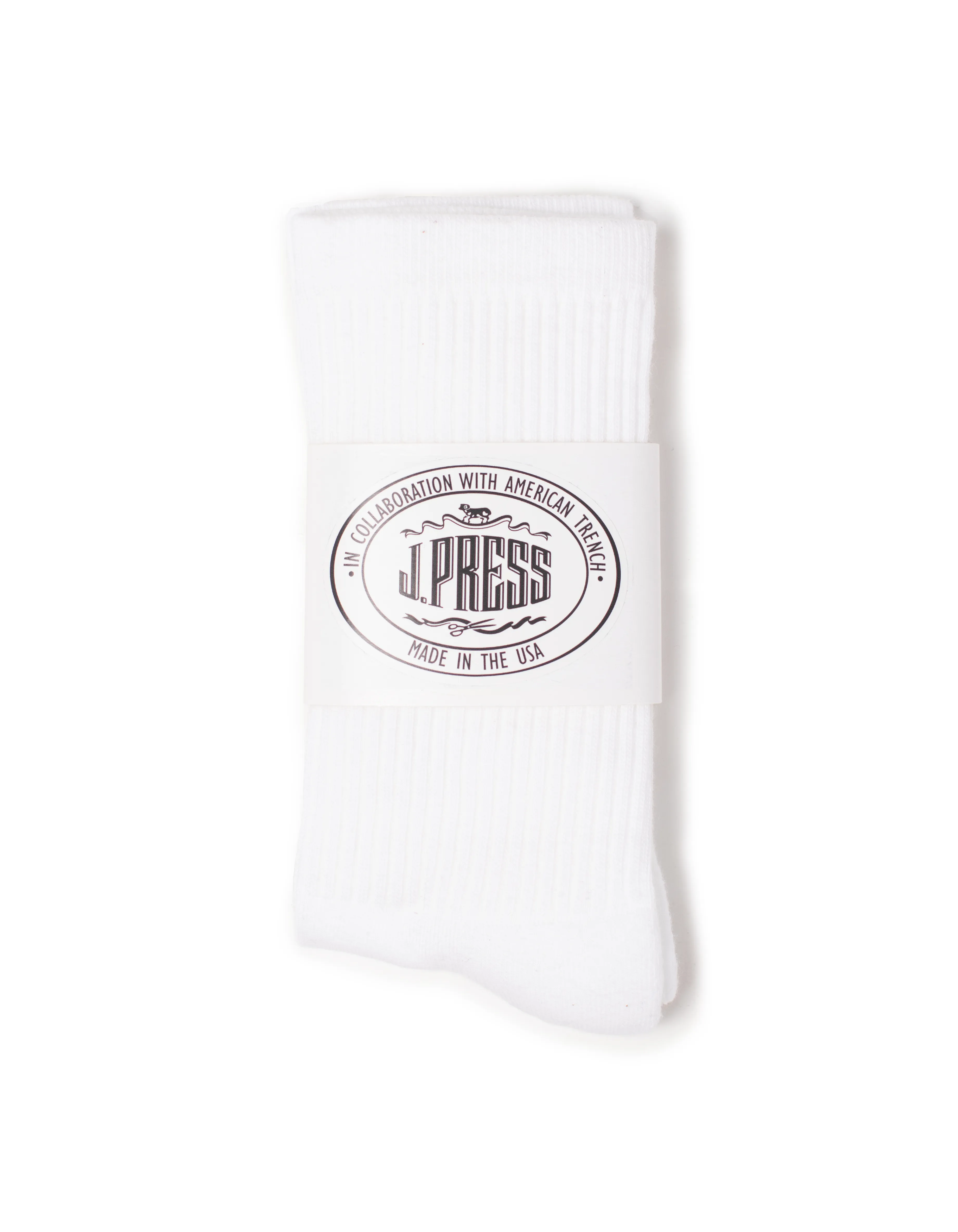 J.PRESS X AMERICAN TRENCH SOCKS - WHITE SOLID