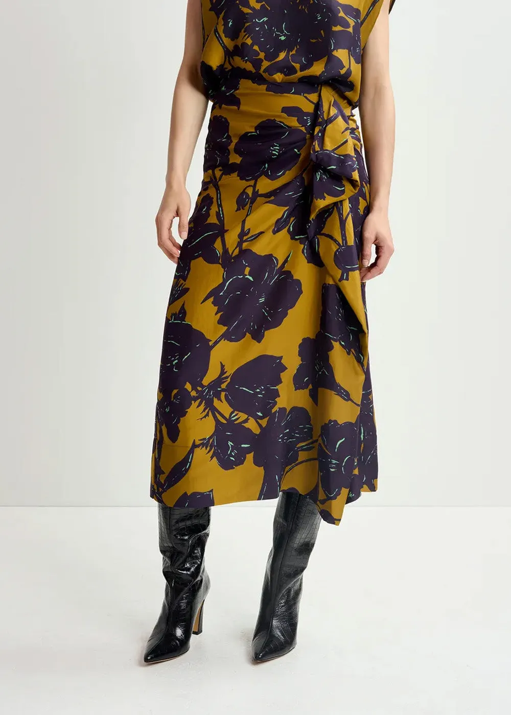 JUPE ESSENTIEL ANTWERP GLAVIA MIDI LENGTH SILK SKIRT