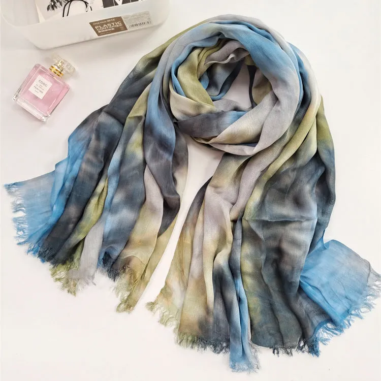 JY-79  Modal hand tie-dye shawl small fresh beach scarf sunscreen shawl silk scarf