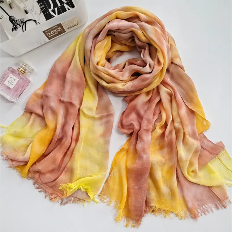 JY-79  Modal hand tie-dye shawl small fresh beach scarf sunscreen shawl silk scarf