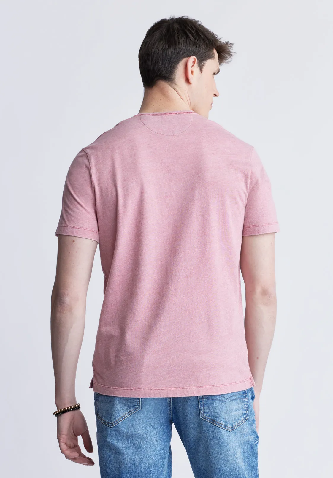 Kandy Men's Short Sleeve Henley, Light Pink - BM24387