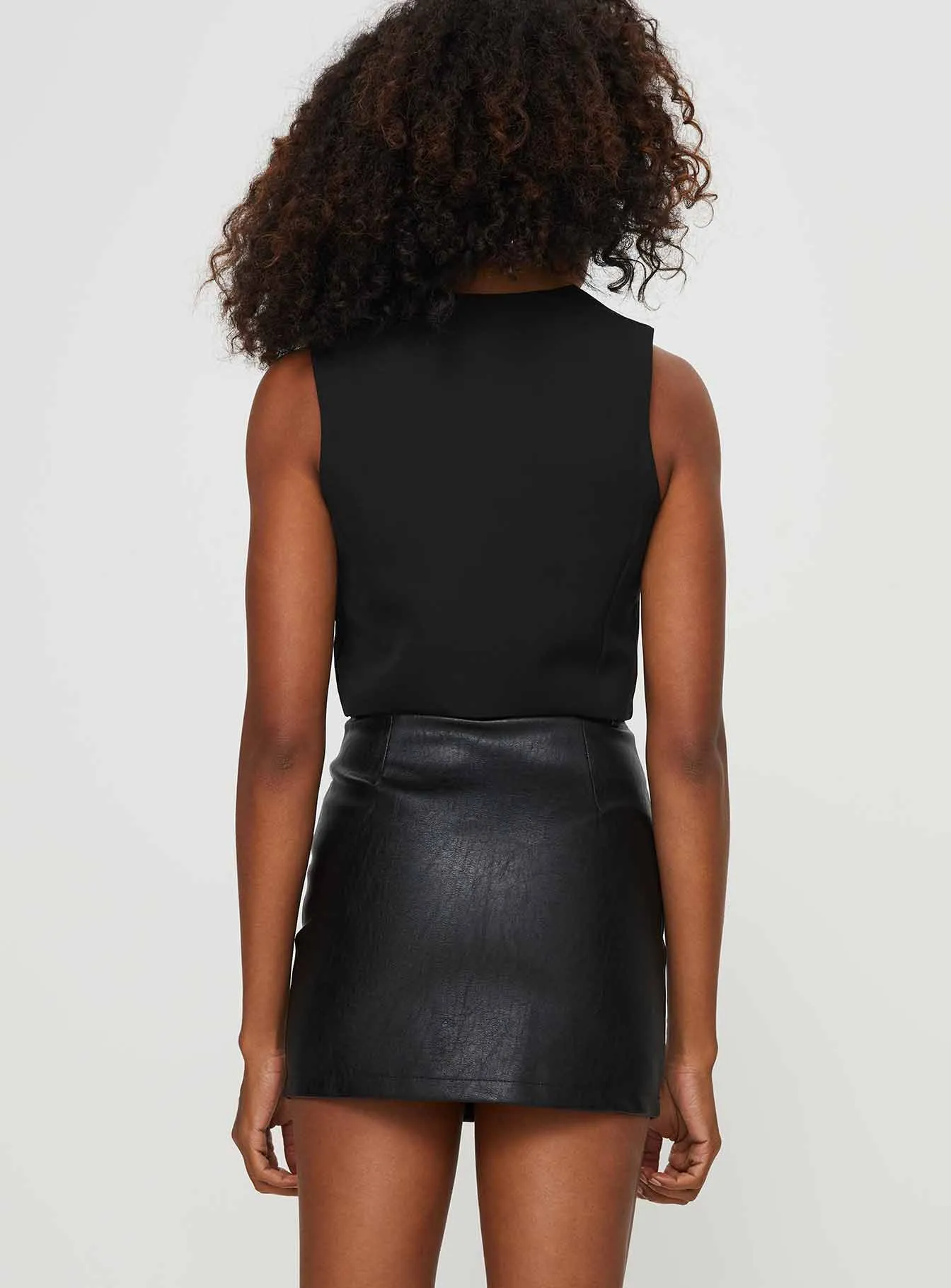 Khalie Faux Leather Mini Skirt Black