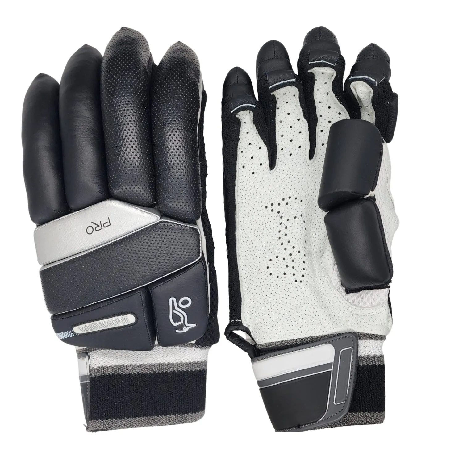 Kookaburra Batting Gloves, Pro Cricket Batting Gloves, White-Black, Adult RH